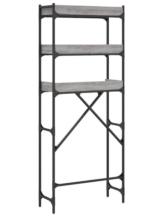 vidaXL Rafturi de baie Raft Baie Lemn cu 3 Rafturi 67x25x163cm Gri