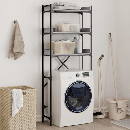 vidaXL Floor Bathroom Shelf Wooden with 3 Shelves 67x25x163cm Gray