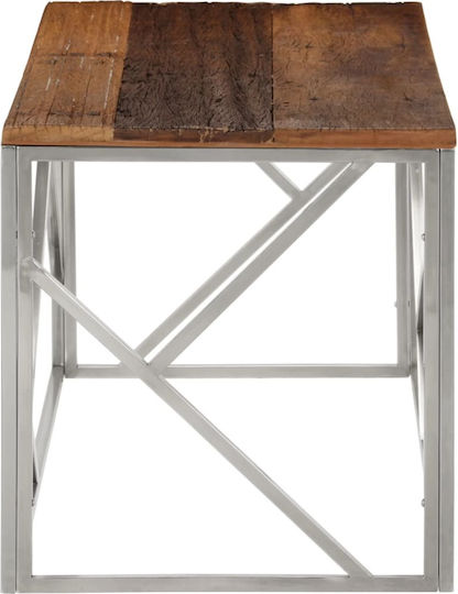 Rectangular Central Coffee Table Made of Solid Wood Silver M110xW45xH45cm