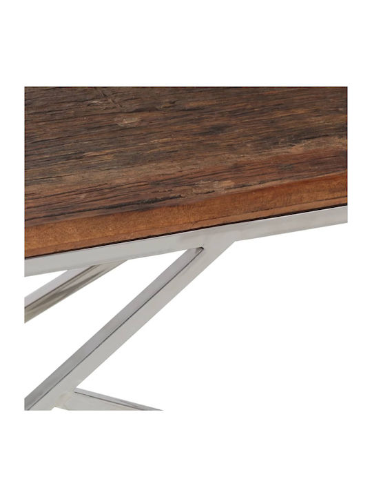 Rectangular Central Coffee Table Made of Solid Wood Silver M110xW45xH45cm