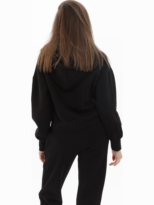 Women's Sweatshirt Jacket Hooded Black