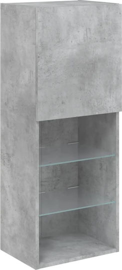Hängeschrank fürs Wohnzimmer aus Spanplatte in Betongrau mit LED-Beleuchtung 40,5 x 30 x 102 cm