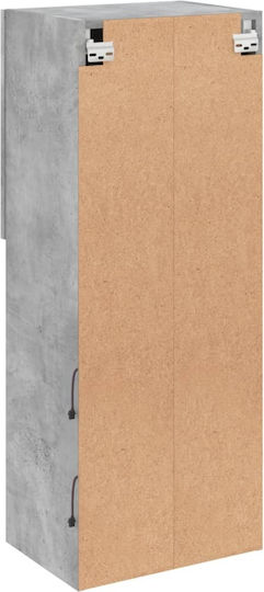 Hängeschrank fürs Wohnzimmer aus Spanplatte in Betongrau mit LED-Beleuchtung 40,5 x 30 x 102 cm