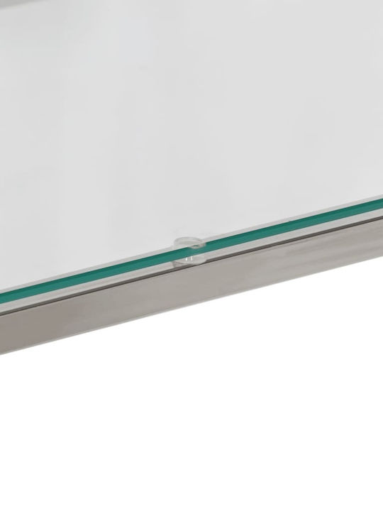 Console Table Metal with Glass Surface Silver L110xW35xH70cm