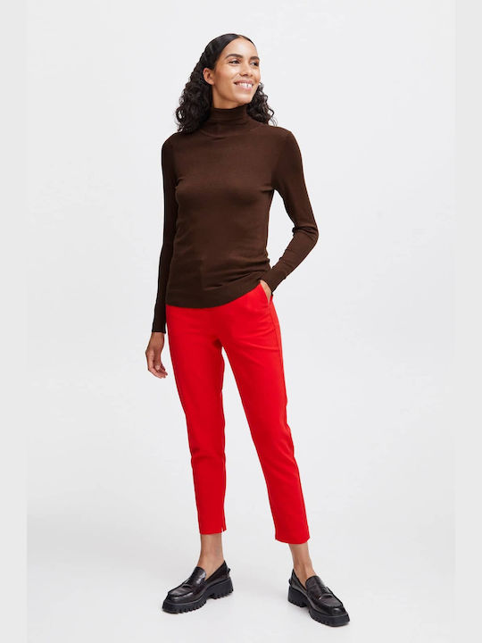 B.Younq Women's Long Sleeve Sweater Turtleneck Brown