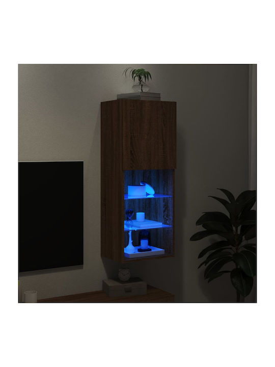 Dulap Pandantiv Pentru Sufragerie Din Placă Din Lemn Agregat Cu Iluminare Stejar Maro 40.5x30x102cm