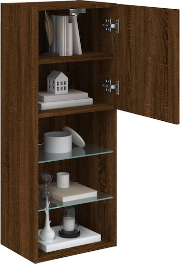 Wall-Mounted Living Room Cabinet made of Particle Board with Lighting Brown Oak 40.5x30x102cm
