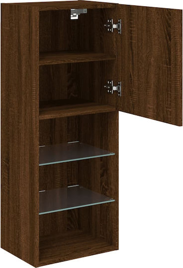 Wall-Mounted Living Room Cabinet made of Particle Board with Lighting Brown Oak 40.5x30x102cm