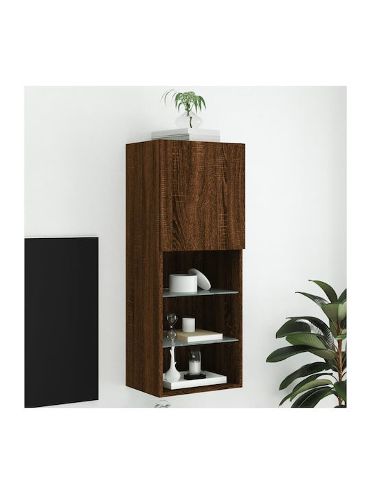 Dulap Pandantiv Pentru Sufragerie Din Placă Din Lemn Agregat Cu Iluminare Stejar Maro 40.5x30x102cm