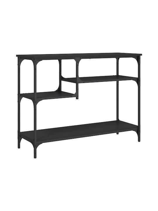 Console Table Wood & Metal Black Velvet-Black Metal L100xW35xH75cm