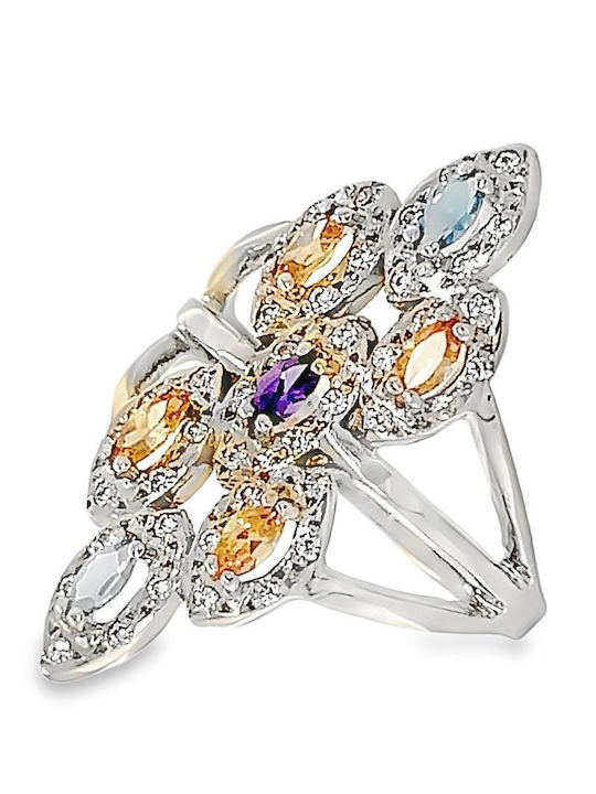 Xryseio Damen Ring mit Zirkonia aus Weißgold 14K