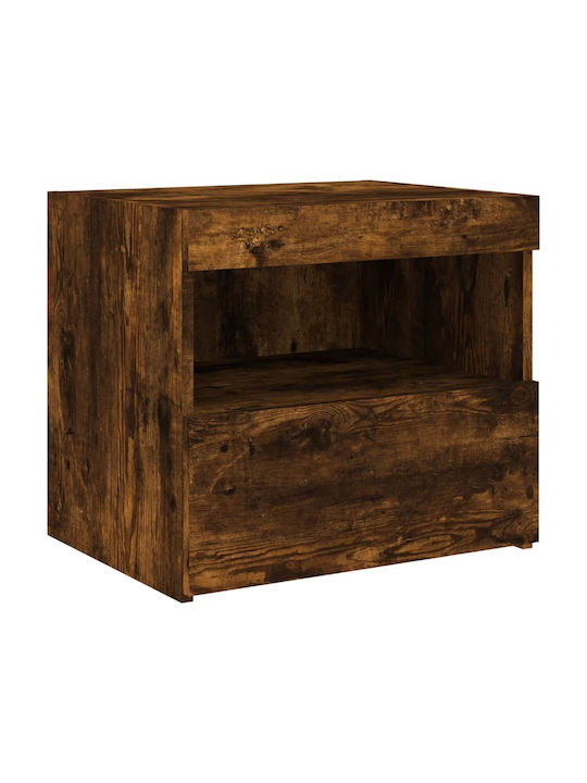 Κομοδίνο Ξύλινο Καπνιστή Δρυς 50x40x45cm