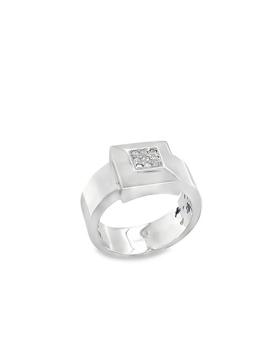 Xryseio Women's White Gold Ring with Zircon 18K