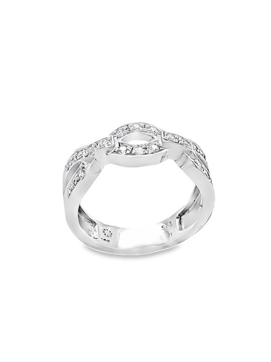 Xryseio Women's White Gold Ring with Zircon 14K