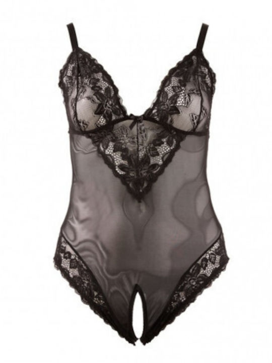 Cottelli Collection Crotchless Body Sexy Κορμάκι Μαύρο