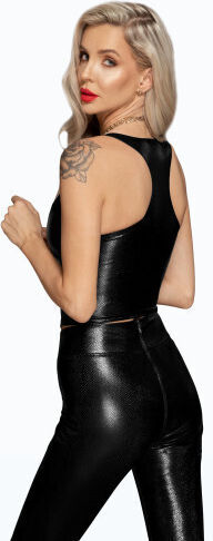 Noir Handmade Wetlook Τοπ Μαύρο