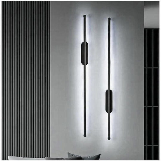Modern Wall Lamp with Integrated LED and Cold White Light Black 100cm