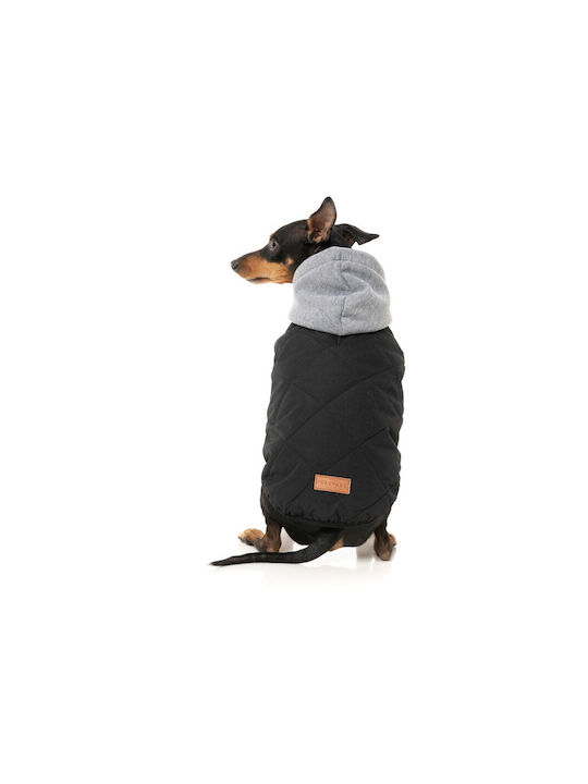 Fuzzyard Hundemantel Kapuzen Schwarz mit Rückenlänge 40 cm.