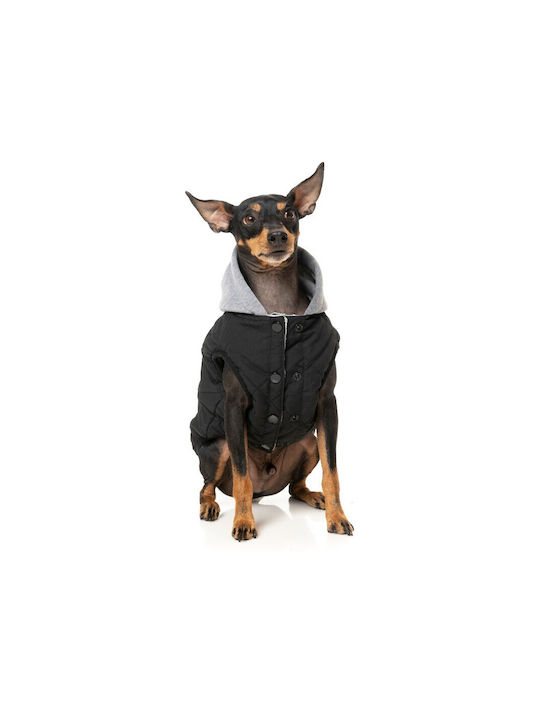 Fuzzyard Hundemantel Kapuzen Schwarz mit Rückenlänge 40 cm.