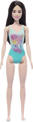 Barbie Beach & Swimsuit Păpușă Păr negru, purtând albastru tropical