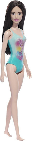 Barbie Beach & Swimsuit Doll Black Hair, Wearing Tropical Blue for 3+ years+ Years 29cm