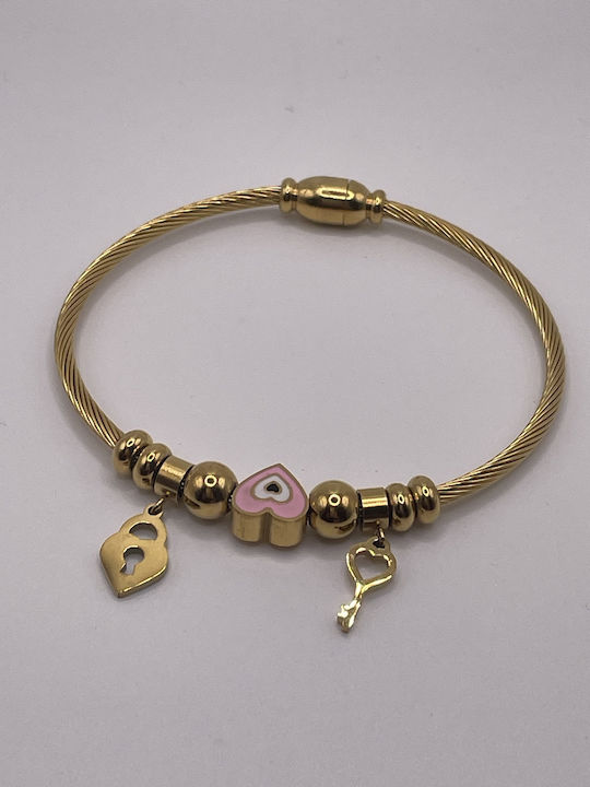 Bracelet with design Heart made of Steel Gold Plated