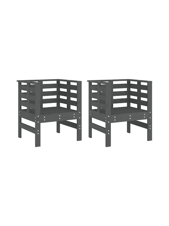 Fotoliu de exterior Lemn Gri 2buc 61.5x53x71cm