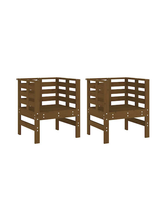Fotoliu de exterior Lemn Miere 2buc 61.5x53x71cm