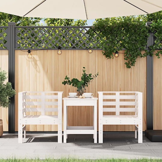 Outdoor-Sessel Hölzernes Weiß 2Stück 61.5x53x71εκ.