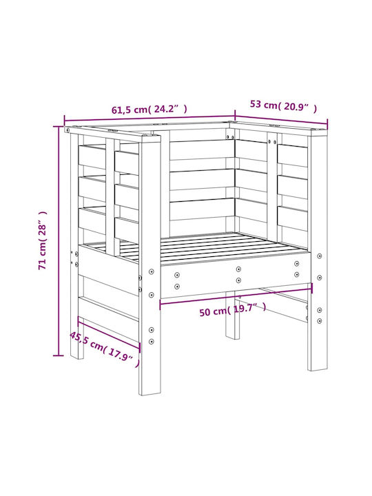 Fotoliu de exterior Lemn Alb 2buc 61.5x53x71cm