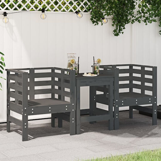 Outdoor-Sessel Hölzernes Gray 2Stück 61.5x53x71εκ.
