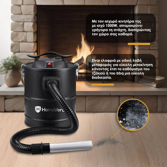 HomeVero Ash Vacuum 1000W with 18lt Waste Container