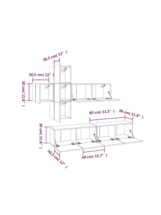 Living Room TV Unit White L80xW30xH30cm