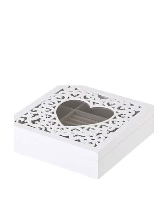 Bakaji Cutie Pentru Bijuterii Din Lemn Albă 23x23x7cm