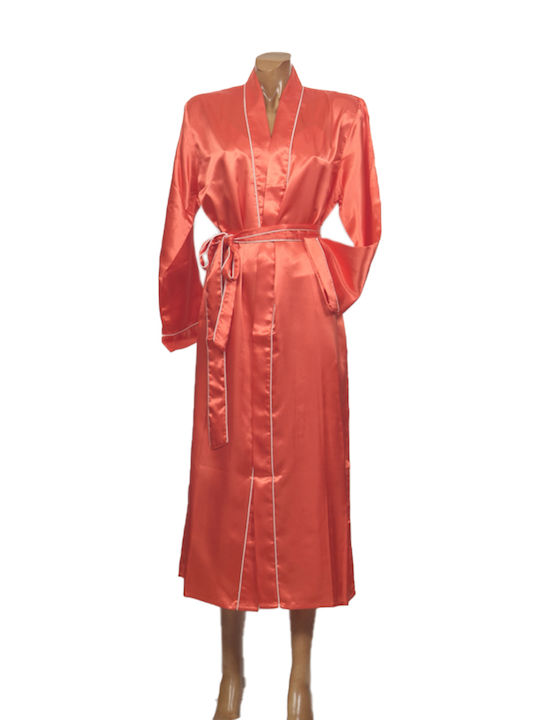 Mystiko Winter Women's Satin Robe Orange