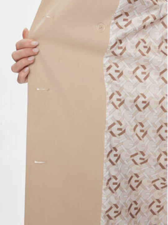 Women's Beige Coat with Buttons