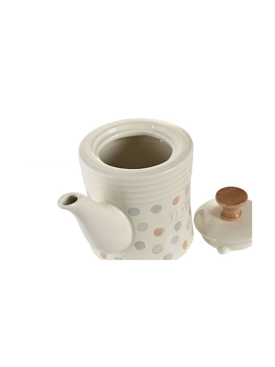 DKD Home Decor Teapot Ceramics in Beige Color 1000ml