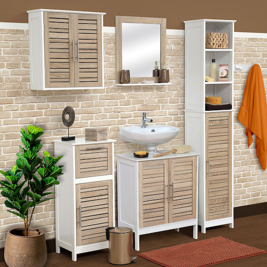 Evideco Badezimmerschrank Wäscherei B52xT22xH53.5cm Natürlich