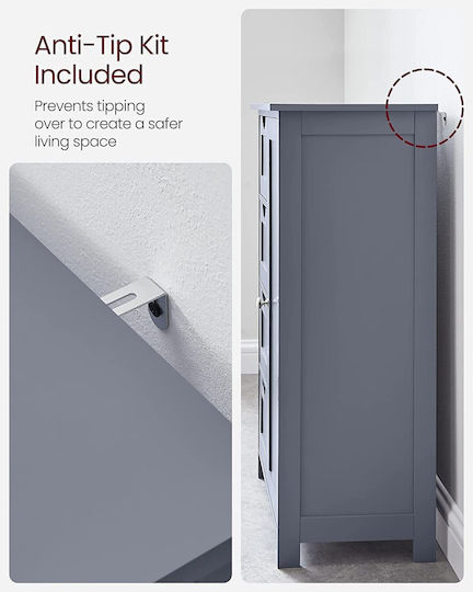 Songmics Cabinet de baie L55xA30xÎ81cm Gri