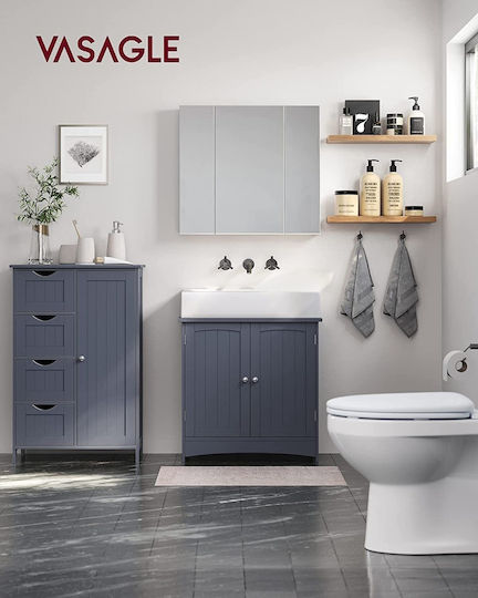 Songmics Cabinet de baie L55xA30xÎ81cm Gri