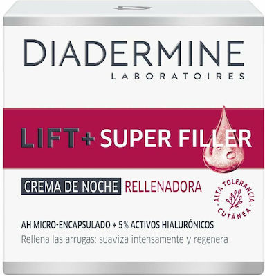 Diadermine Lift+ Super Filler Αnti-aging Night Cream Suitable for All Skin Types with Hyaluronic Acid 50ml