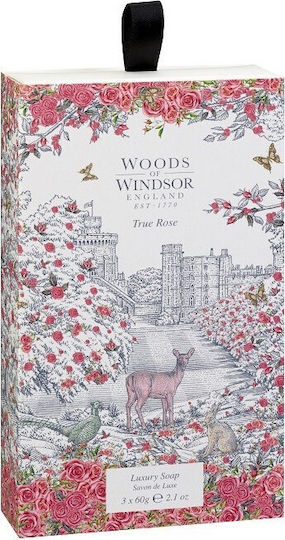 Woods Of Windsor True Rose Μπάρες Σαπουνιού με Βούτυρο Καριτέ & Γλυκερίνη 3x180gr