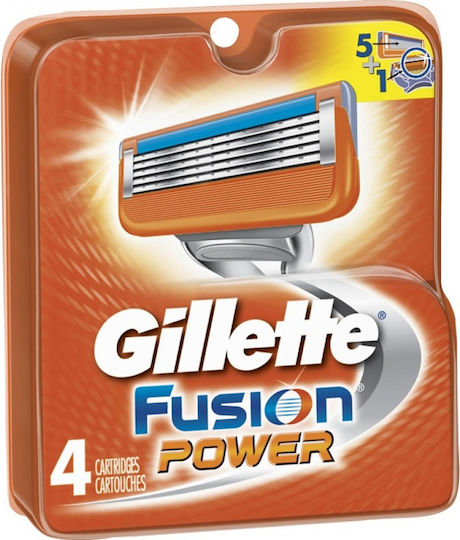 Gillette Fusion Power Λεπίδες Ανταλλακτικές Κεφαλές με 5 Λεπίδες & Λιπαντική Ταινία 4τμχ
