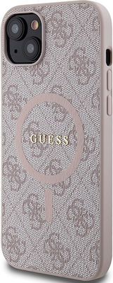 Guess 4g Collection Leather Metal Logo Magsafe Back Cover Plastic Pink (iPhone 15 Plus)