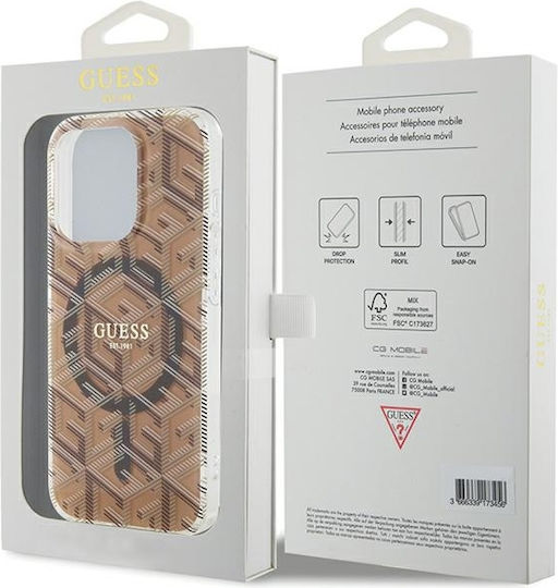 Guess Iml Gcube Magsafe Umschlag Rückseite Kunststoff Braun (iPhone 15 Pro)