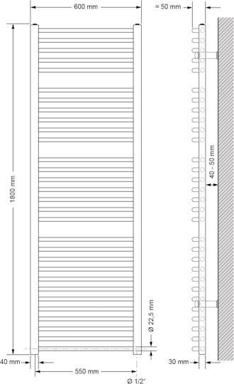 LuxeBath Πετσετοκρεμάστρα Μπάνιου 600x1800 Γκρι