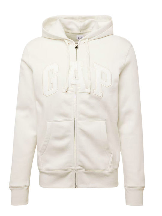 GAP Herren Sweatshirt Jacke mit Kapuze Weiß