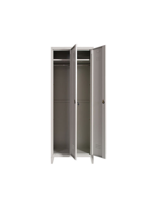 Dulap Metalic cu 2 Dulapuri Gri 66x36x180cm