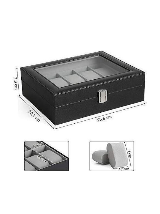 Songmics Leather Case for 10 watches in Black color JWB010BK