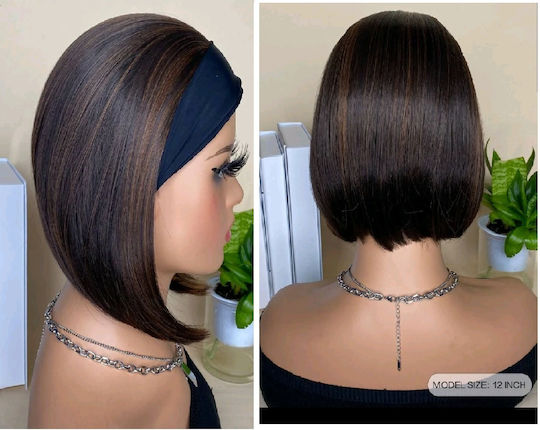 Wig with Synthetic Hair in Chestnut Color 30cm